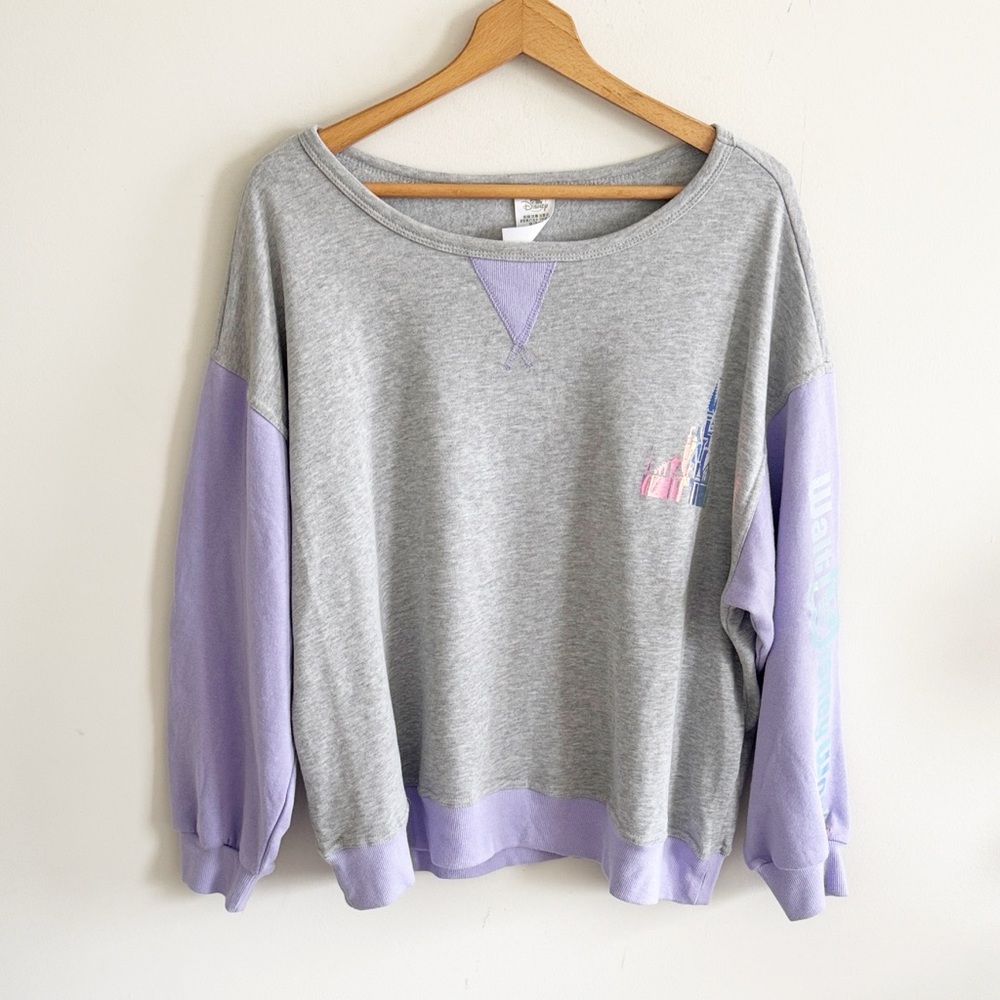 Disney parks Disney world Purple Crewneck Sweatshirt Holographic Lettering Sz 1X